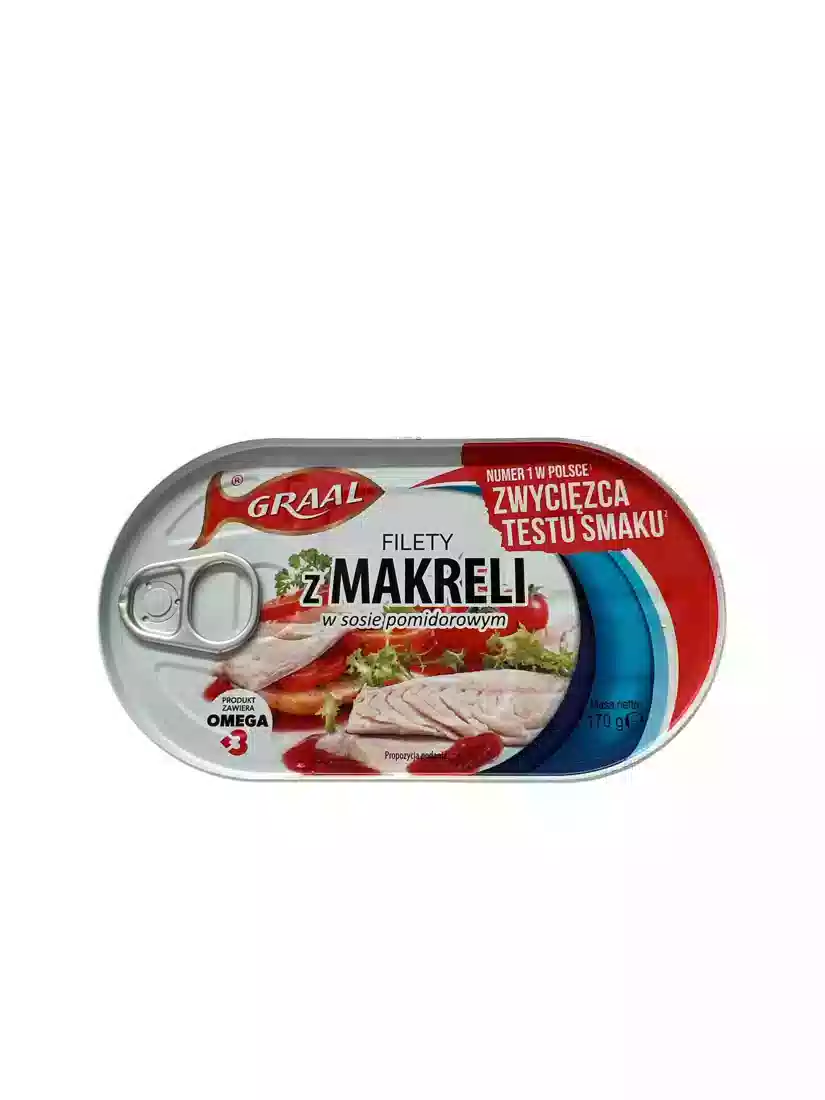 Graal Filety z Makreli w sosie pomidorowym  Mackerel in tomato sauce - 170g